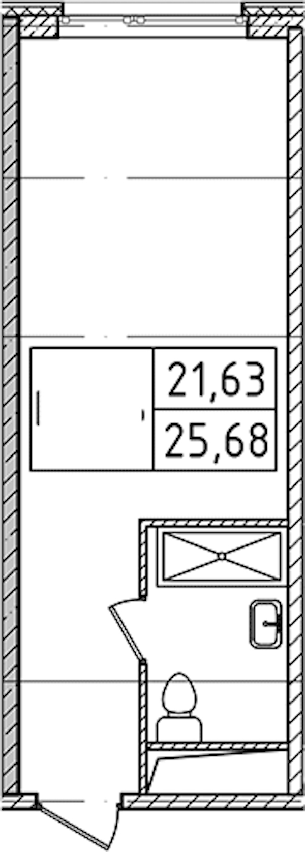 Квартира студия 25.68 м², 11/14 эт., Комплекс апартаментов «Ladozhsky Avenir»